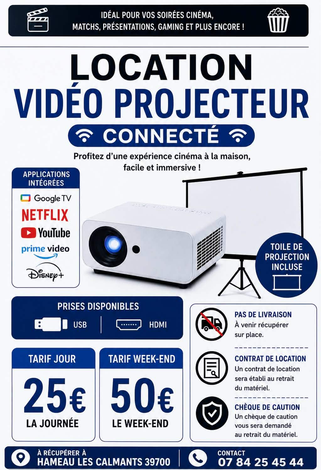 Tarifs et informations de location du vidéoprojecteur